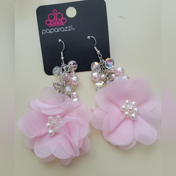 paparazzi Jewelry - Paparazzi Blush Pink Pearl Cluster Flower Dangle Earrings